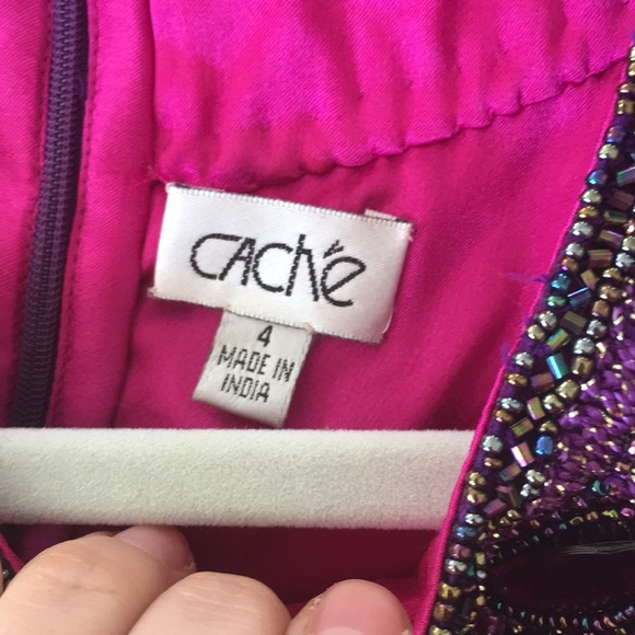 Cache purple and pink beaded chiffon dress - Picture 3 of 3